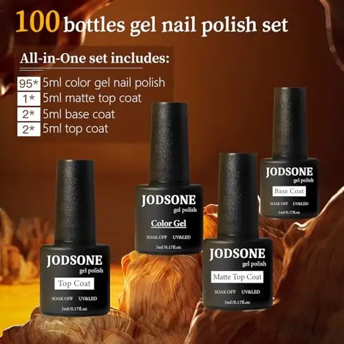 JODSONE 100 pezzi Kit smalto gel Base No Wipe Soak off e Top Coat opaco e lucido Smalto Gel Regali da collezione per miniatura 2