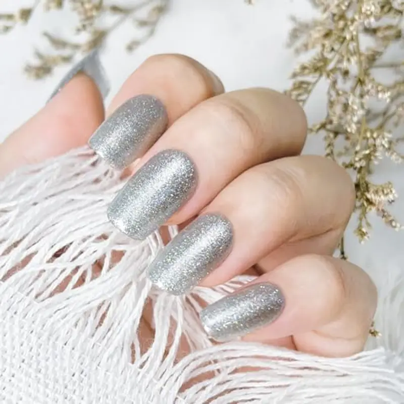 JODSONE 10ml Smalto per unghie in gel argento lucido Smalto per unghie in gel argento Glitter High Gloss Soak Off U V Nail Manicure Salon Fai da te a casa miniatura 3