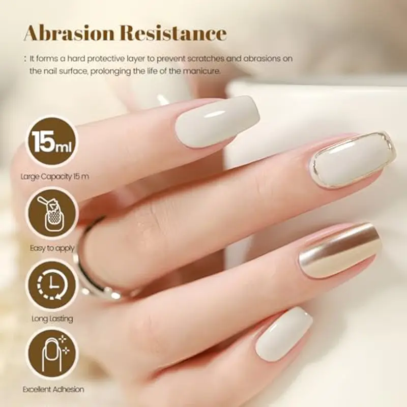 JODSONE 2 flaconi da 15 ml di smalto gel top coat senza asciugatura, per manicure brillante, necessita di polimerizzazione in lampada miniatura 2