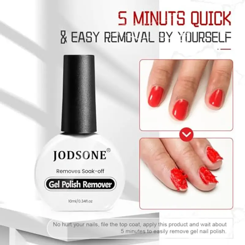 JODSONE 2 x 10ML Remover Semipermanente Unghie, Veloce e Sicuro Rimuovi Smalto Semipermanente in 3-5 Minuti, Non c'è bisogno di pellicola, ammollo o avvolgimento, Rapido e Facile miniatura 2