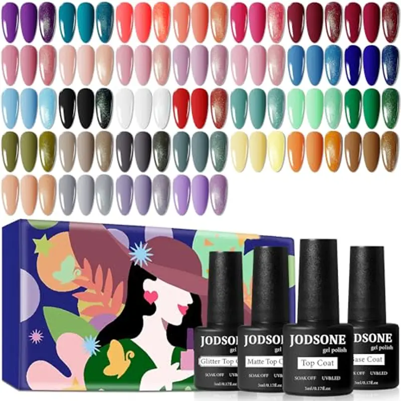 JODSONE 36 pezzi Set Smalto Gel - Kit Unghie con 32 Colori Kit Smalto Gel Base Smalto No Strofinare Top coat opaco Set di smalti verde blu rosso rosa collezione regali per le donne