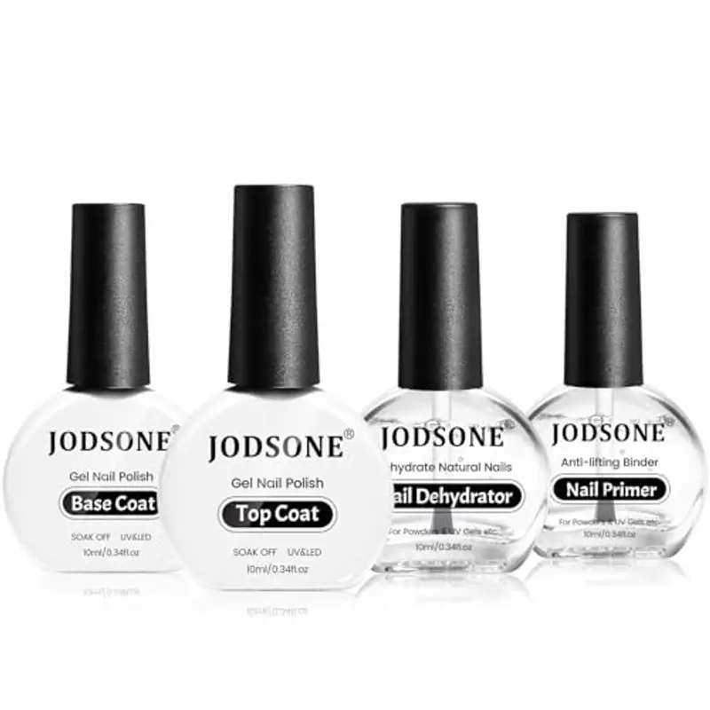 JODSONE 4 Bottiglie 10ML Primer per unghie Base Coat Top Coat Lucido ad asciugatura rapida durevole DIY Nail Art Design Regalo di lunga durata per le ragazze