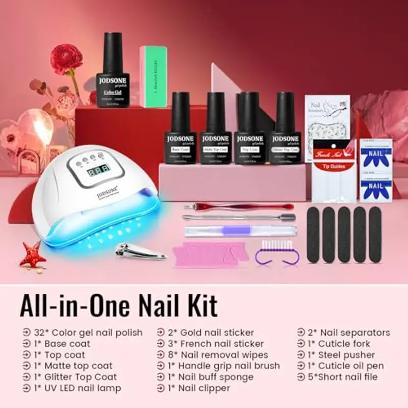 JODSONE Gel Nail Polish Kit with U V Light 32 Colors Gel Polish Nail Kit miniatura 3