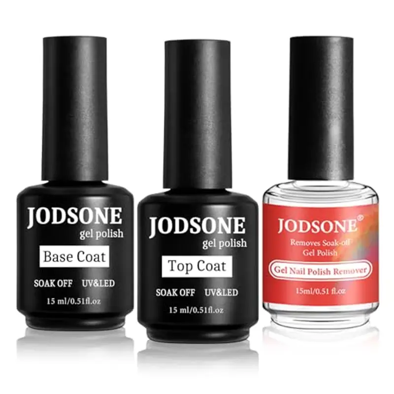 JODSONE Kit di rimozione unghie gel e starter – Rapido gel Polish Remover con base e topcoat – Ideale per principianti