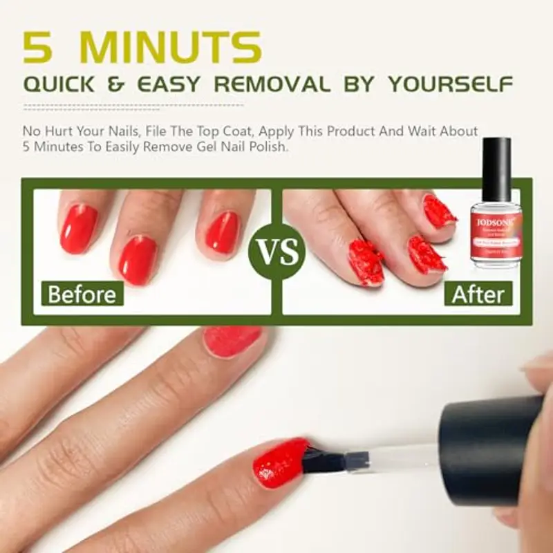 JODSONE Kit di rimozione unghie gel e starter – Rapido gel Polish Remover con base e topcoat – Ideale per principianti miniatura 2
