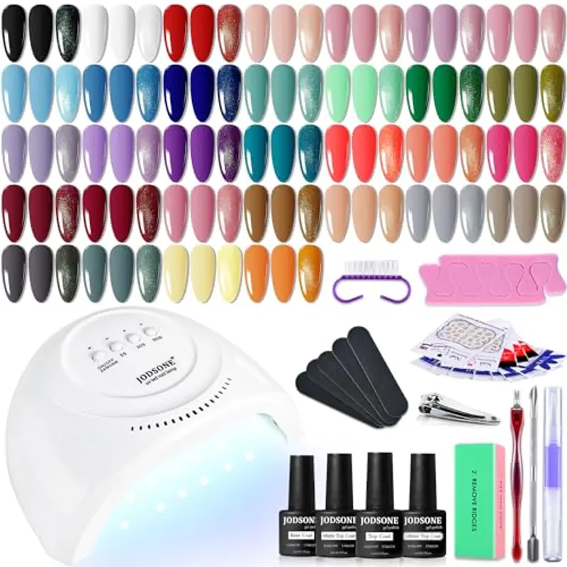 JODSONE Kit Smalto Gel per Unghie con Luce UV 36 Pezzi Set Smalto Gel Classico Nero e Bianco Nude e Blu Viola con Strumenti per Manicure Adatto a Tutte le Stagioni Regali Perfetti