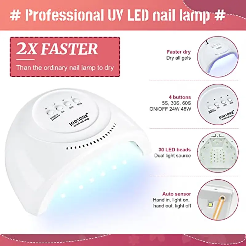 JODSONE Kit Smalto Gel per Unghie con Luce UV 36 Pezzi Set Smalto Gel Classico Nero e Bianco Nude e Blu Viola con Strumenti per Manicure Adatto a Tutte le Stagioni Regali Perfetti miniatura 2