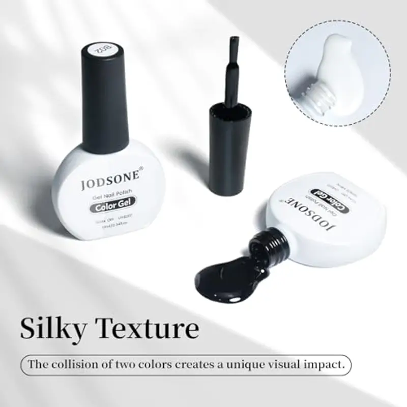 JODSONE Set di 2 smalti per unghie da 10 ml, in gel bianco e nero, Soak-Off-LED UV per manicure tutto l'anno miniatura 3