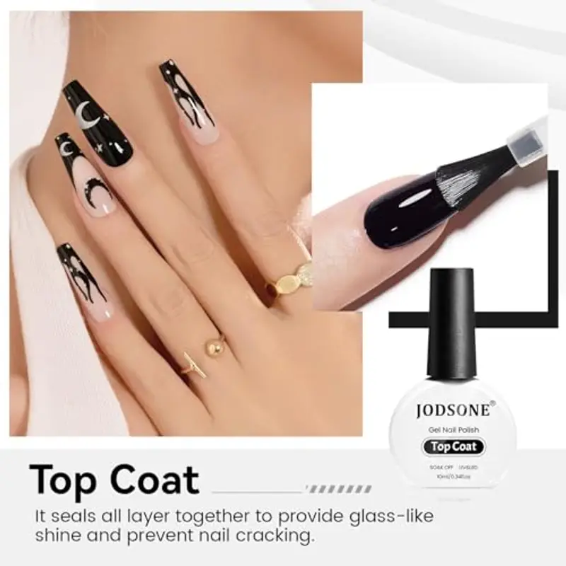 JODSONE Smalto gel top coat da 10 ml, finitura lucida, lunga durata, per manicure professionale fai da te, senza strofinare miniatura 3