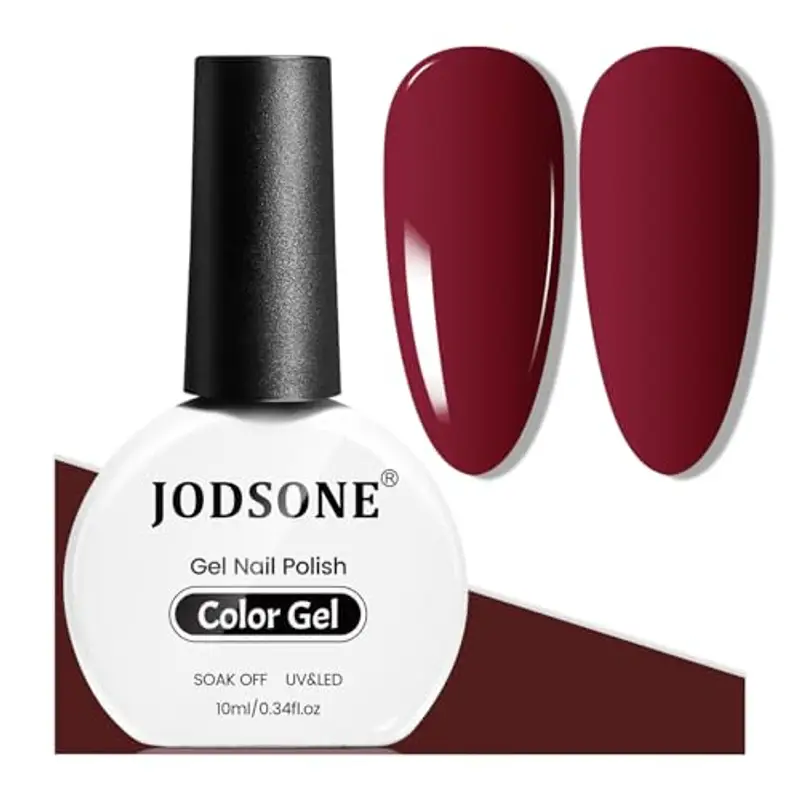 JODSONE Smalto per unghie in gel rosso scuro 10 ml Smalto per unghie in gel rosso bordeaux Lucido Soak Off U V Nail French Manicure per unghie Salone fai da te a casa