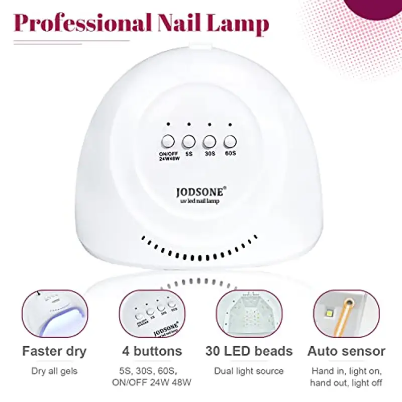 JODSONE Starter kit di smalti per unghie in gel da 36 pezzi Set per unghie in gel serie UV Light e Dark senza base per salviette Top coat opaco e lucido Tutti i tipi di strumenti per manicure miniatura 2