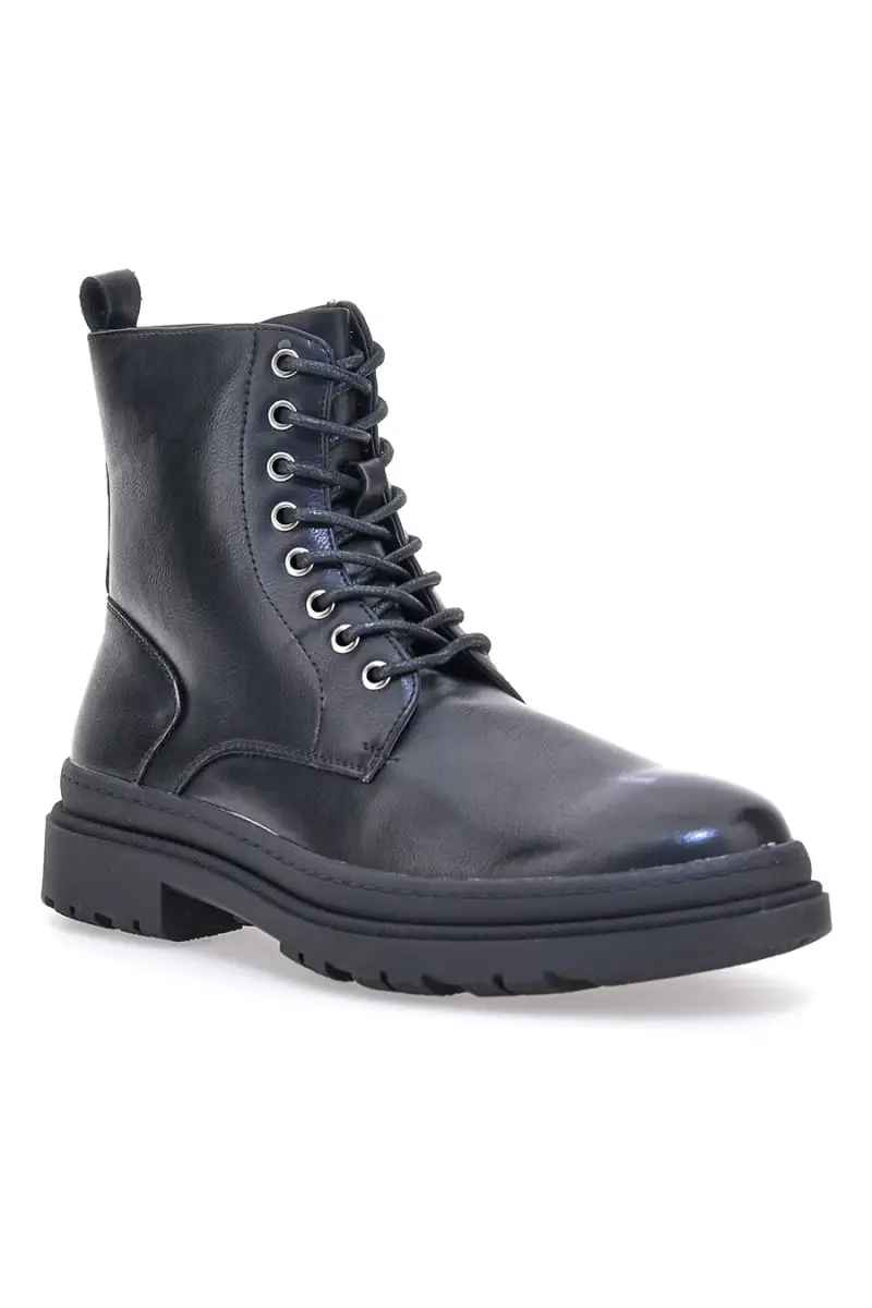 Anfibi neri con suola carrarmato e zip laterale Johes land 2308102 [NERO] miniatura 2