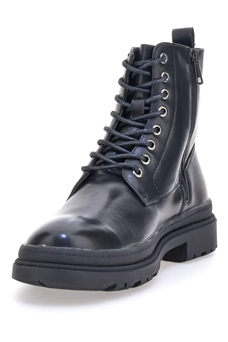 Anfibi neri con suola carrarmato e zip laterale Johes land 2308102 [NERO] miniatura 3