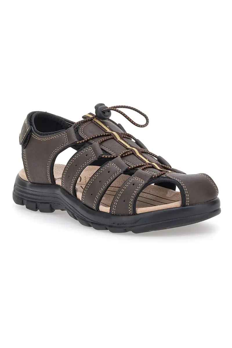 Sandali marroni con velcro ed elastico johes land 2208 [MARRONE] miniatura 2