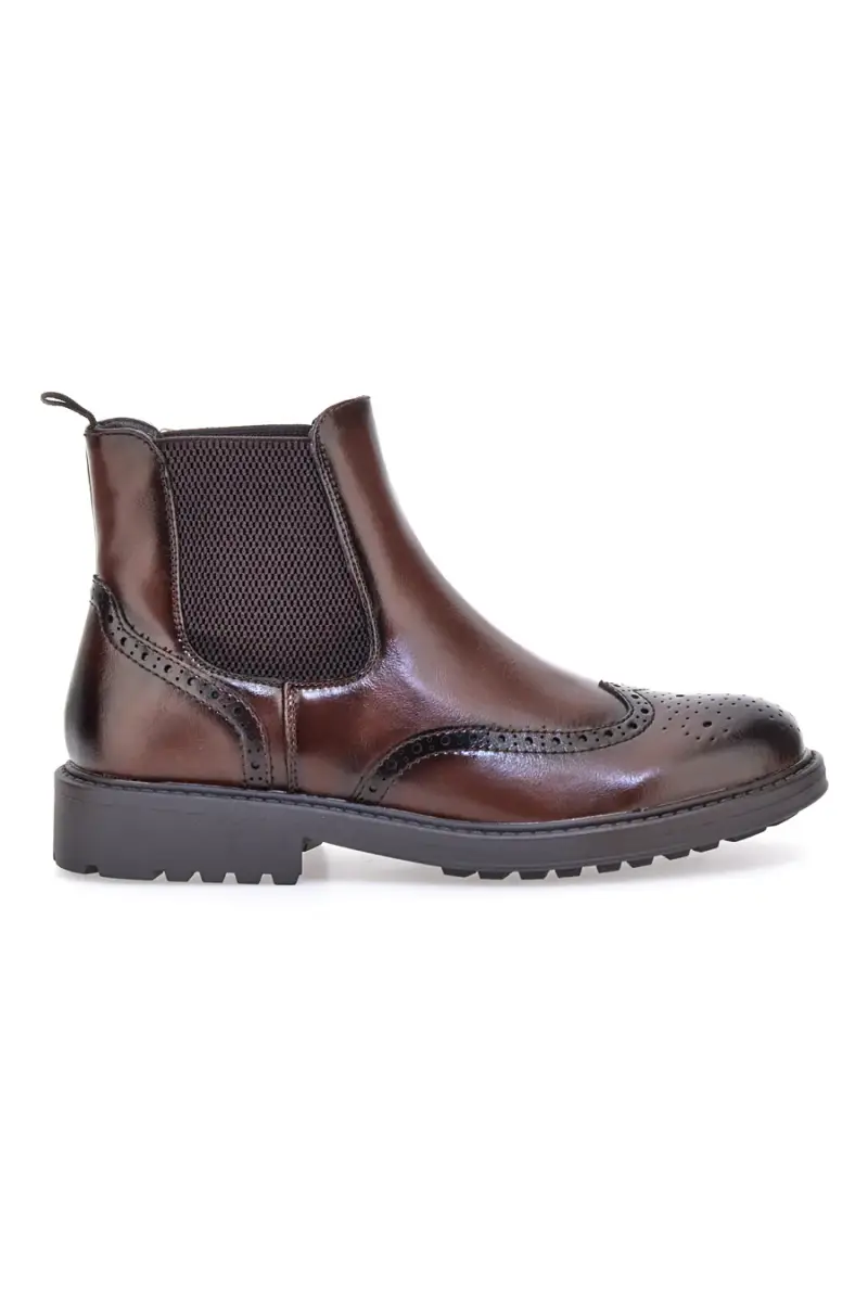 Stivaletti beatles marroni con lavorazione brogue Johes land 1681312 [MARRONE]