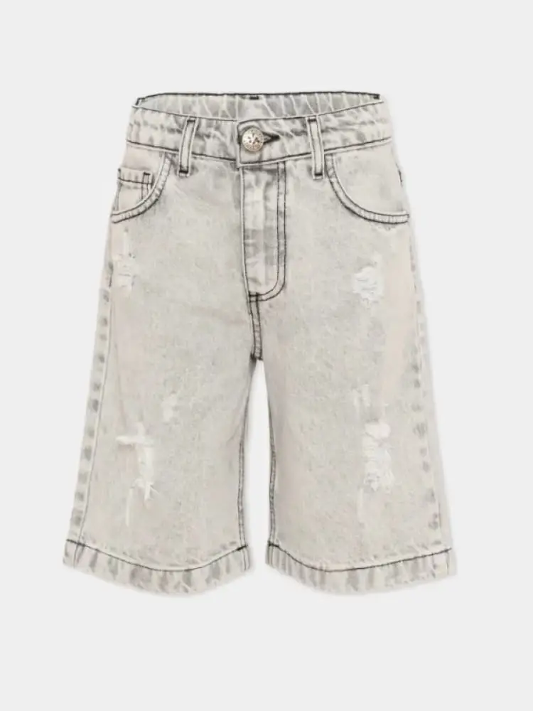 bermuda kids/junior grigio chiaro con rotture