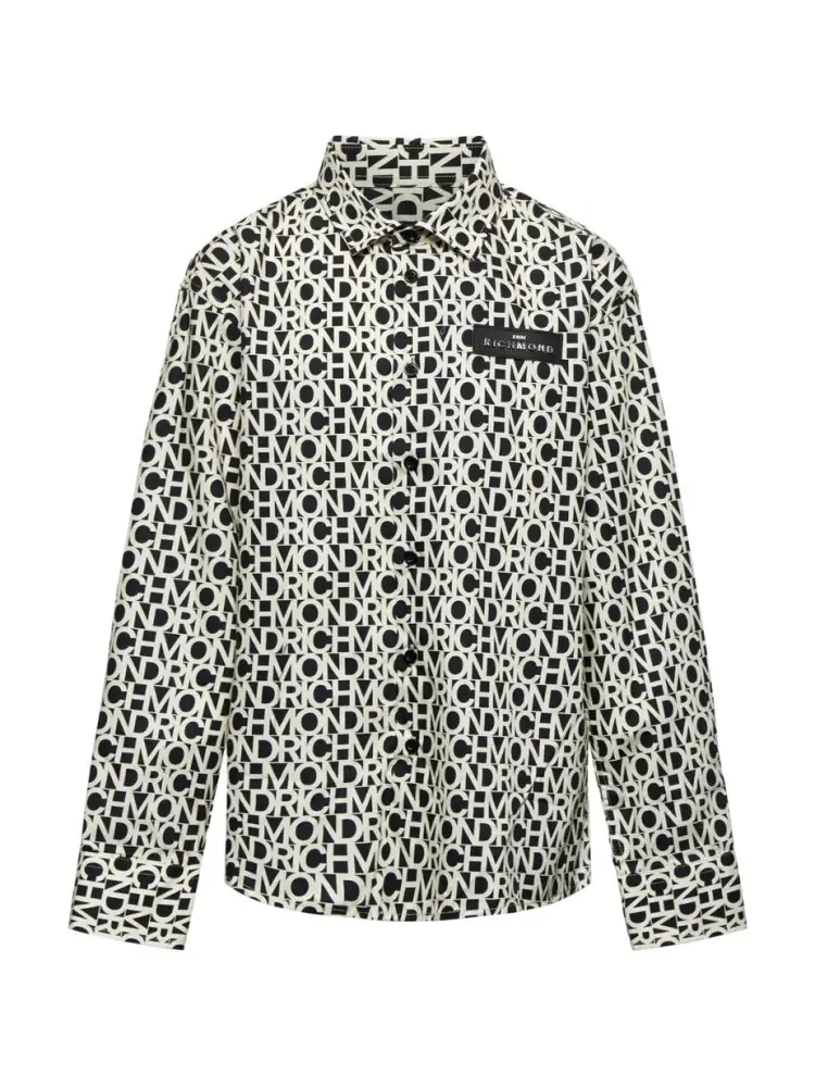 camicia kids/junior con logo all over e dettaglio metallizzato