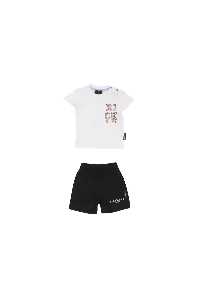 Completo Bambino JOHN RICHMOND White black Set t-shirt+bermuda