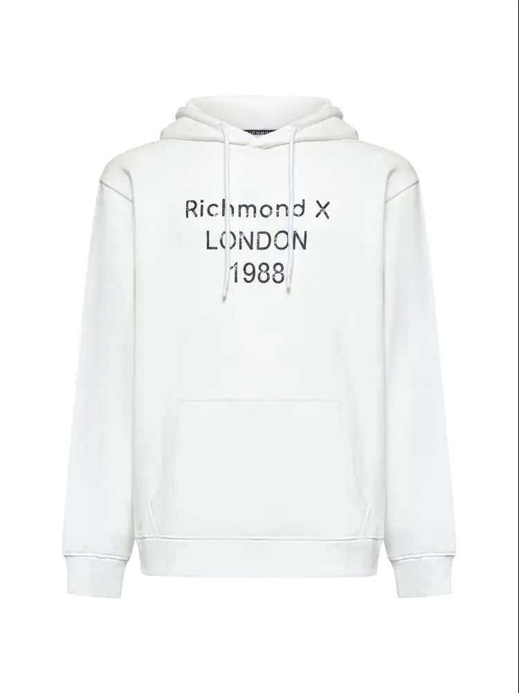 felpa con cappuccio sokala in cotone bianco con logo frontale