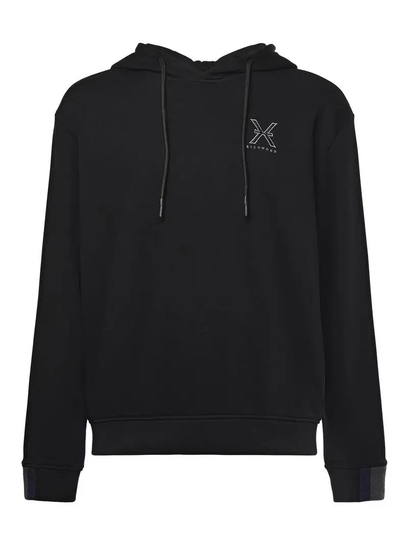 Felpa In Misto Cotone Con Logo Nero