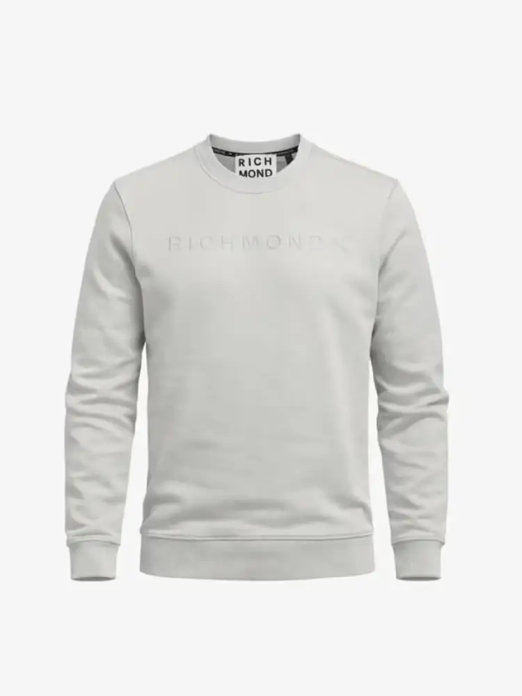 felpa uomo bianco iconica con logo lettering tono su tono