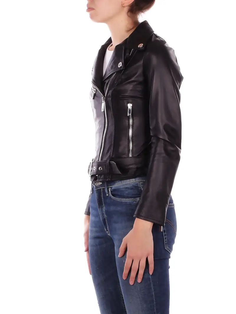 Giubbotto Donna JOHN RICHMOND Black Real leather jack kendier miniatura 2
