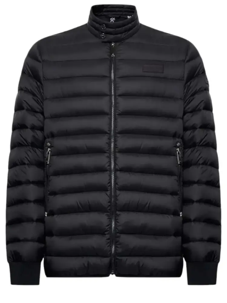 giubbotto piumino con cappuccio nero