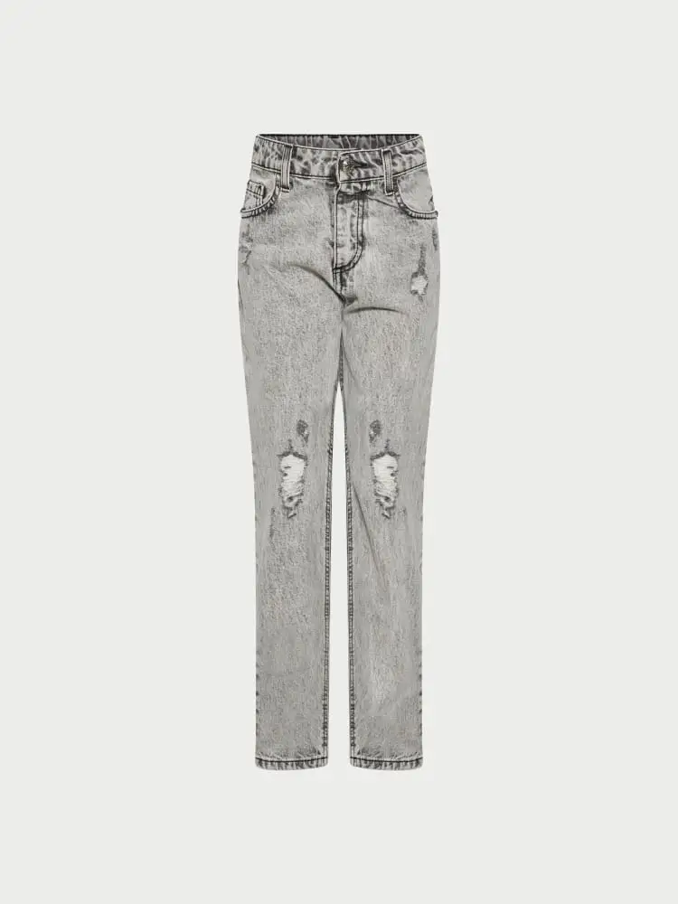jeans kids/junior in denim grigio con rotture