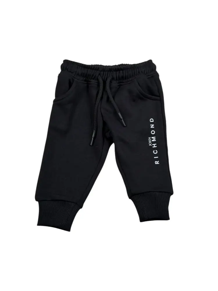 pantalone infant nero con logo lettering laterale
