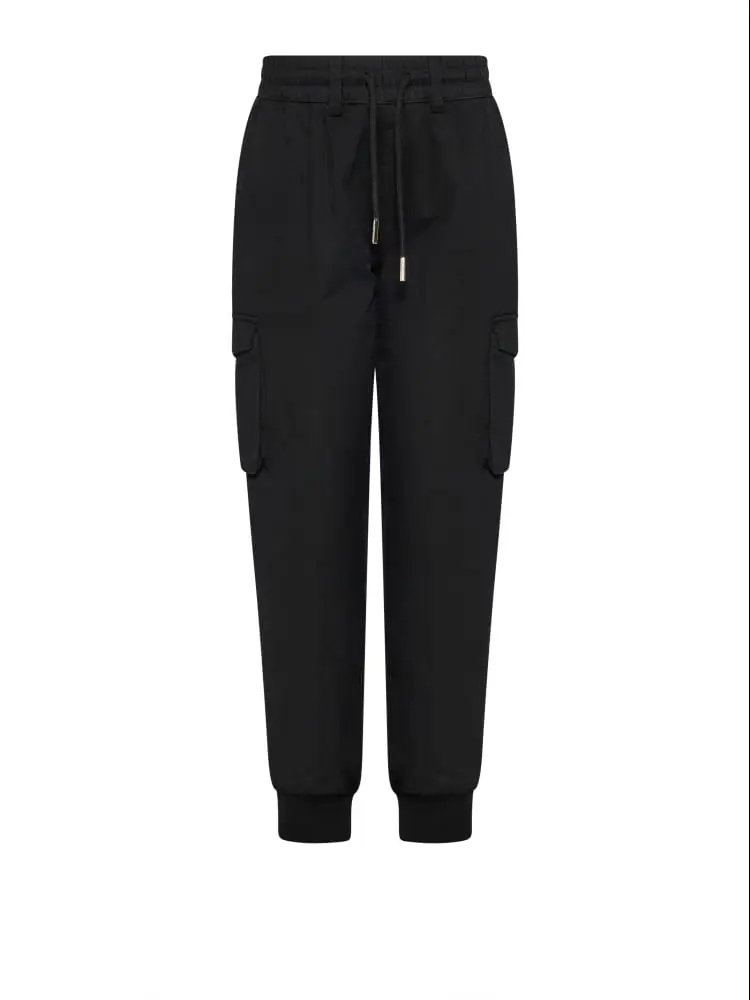 pantalone kids/junior cargo nero con tasconi laterali