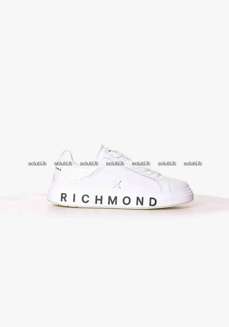 Scarpe John Richmond uomo bianche in pelle logo suola