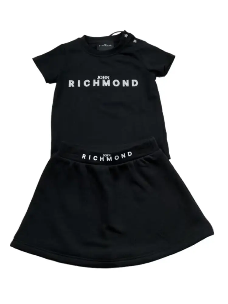 set tishirt+gonna infant nero con logo lettering davanti