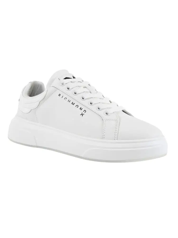 sneakers action uomo in pelle bianca con dettaglio bianco