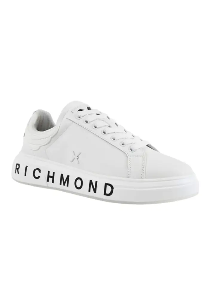 sneakers uomo in pelle bianca con logo lettering
