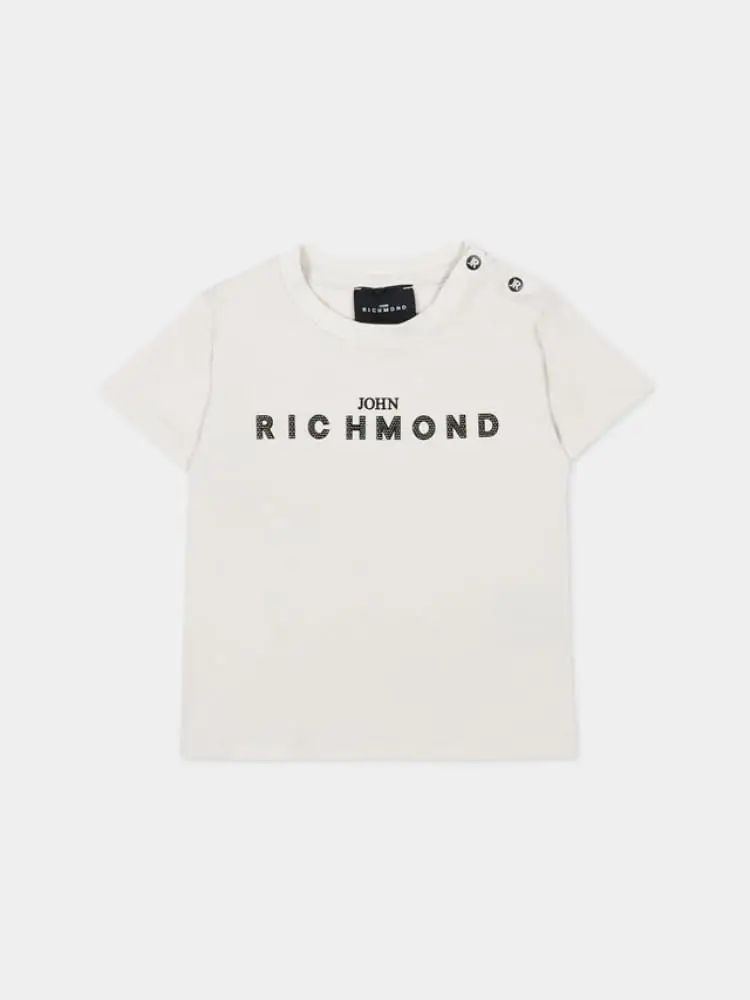 t-shirt infant ghiaccio con logo lettering in contrasto