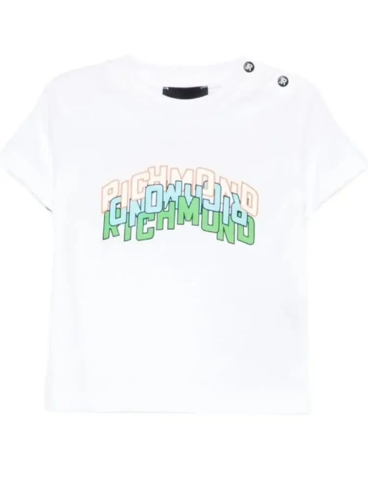 t-shirt infant/kids bianca con stampa logo frontale