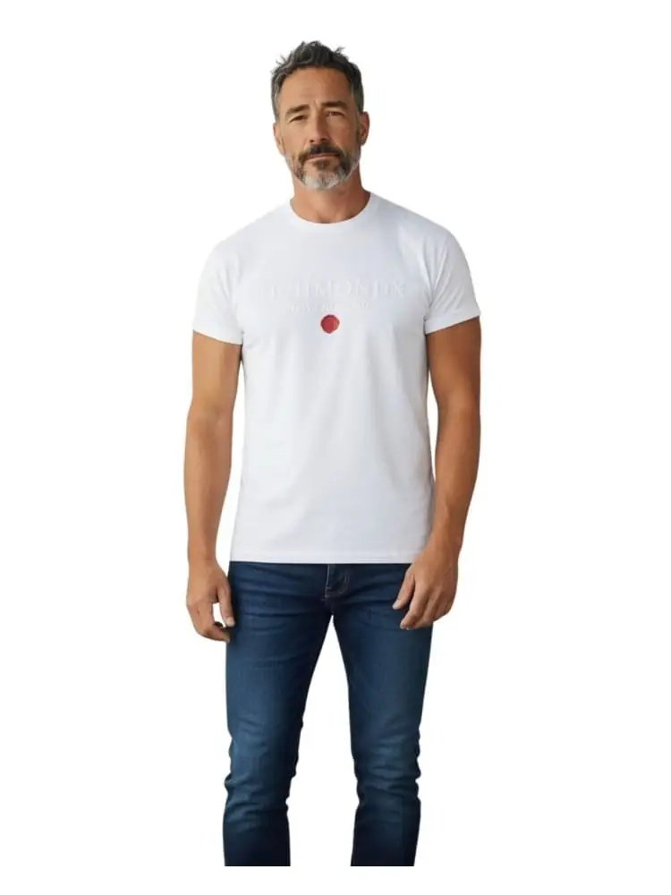 t-shirt sakanta in cotone bianco con logo