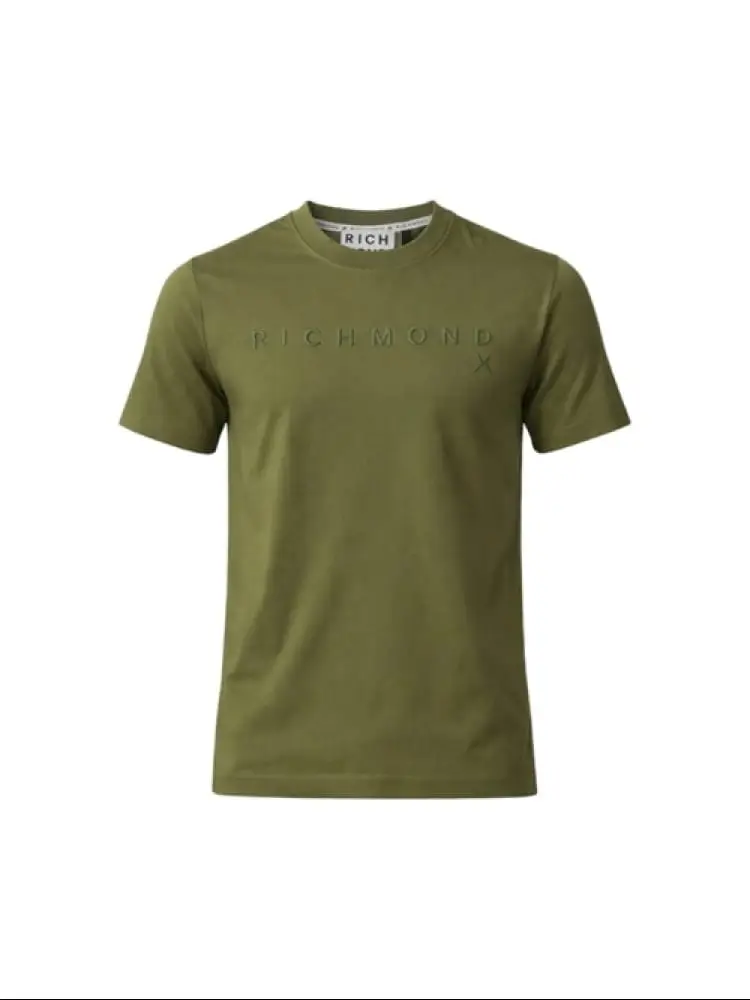 t-shirt uomo militare con logo lettering in rilievo