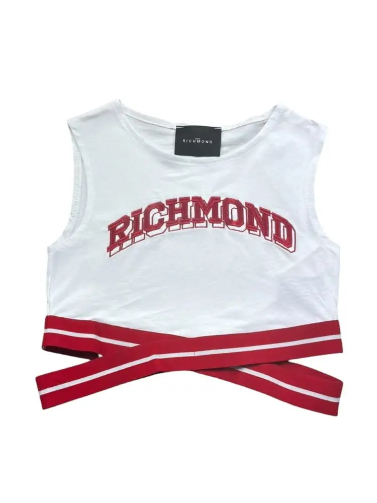 top kids/junior bianco con logo lettering