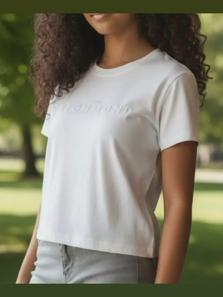 tshirt bianca kids/junior con logo lettering tono su tono