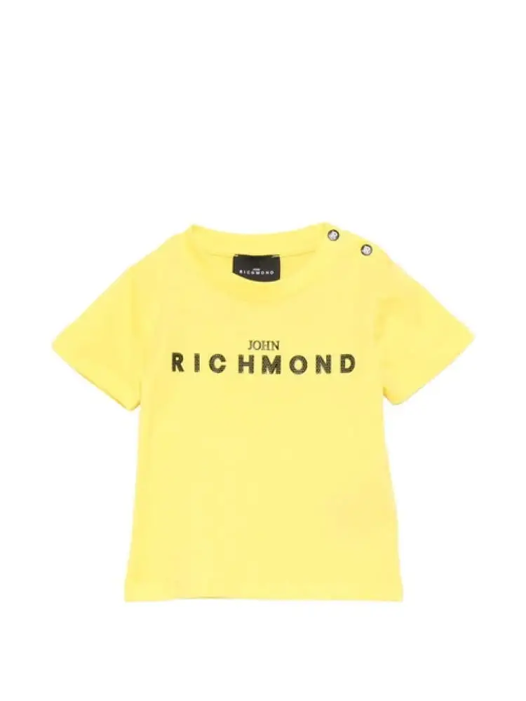 tshirt infant bianca con logo lettering in contrasto