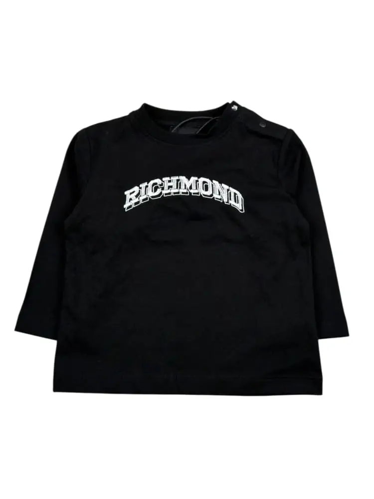 tshirt infant nera con logo lettering ricamato