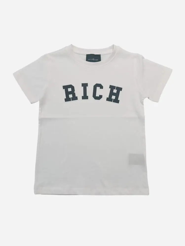 tshirt kids/junior bianca con maxi logo lettering davanti