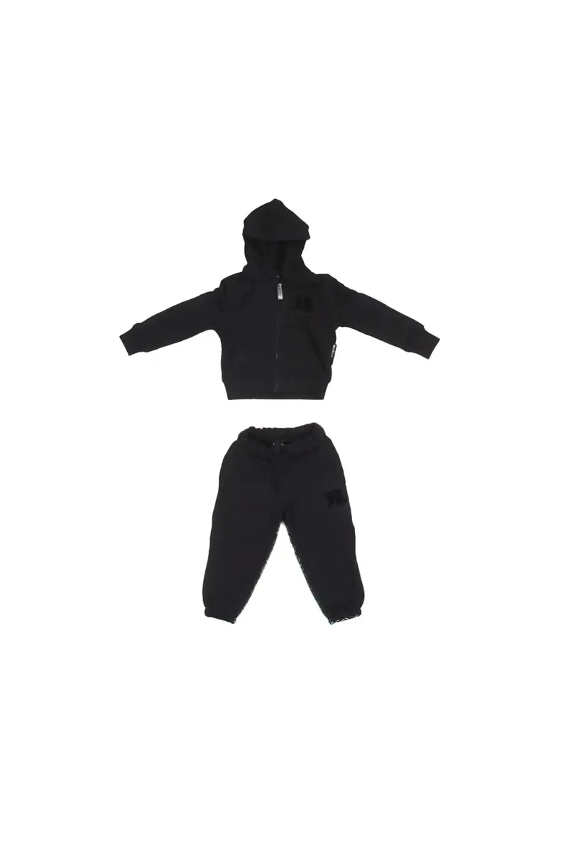 Tuta Bambino JOHN RICHMOND Black Set sweatshirt zip+pants diamb