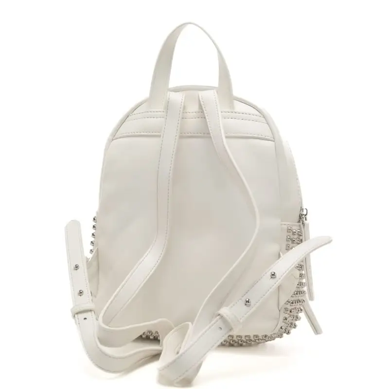 John Richmond zaino in pelle da donna con finitura liscia e base con borchie bianco miniatura 2