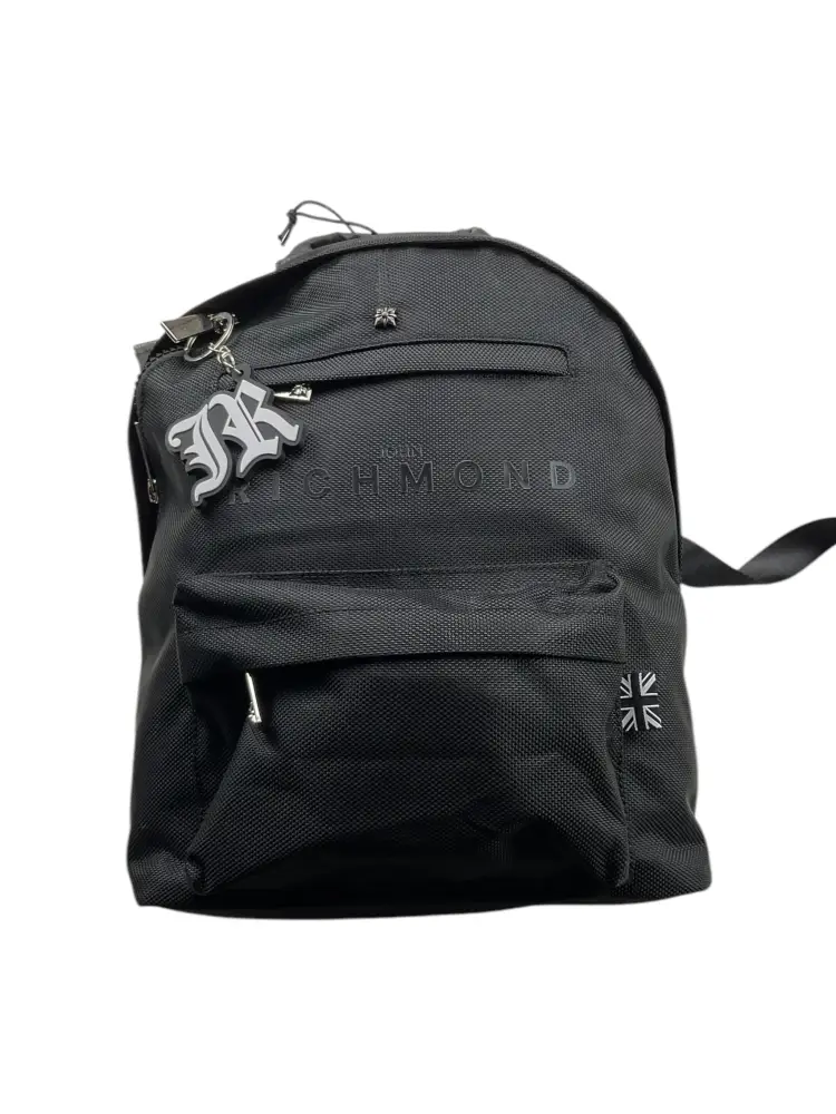 zaino kids/junior a tinta unita nero con stampa logo lettering