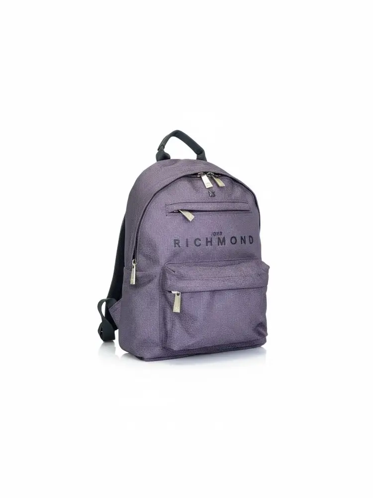 zaino kids/junior a tinta unita viola con stampa logo lettering