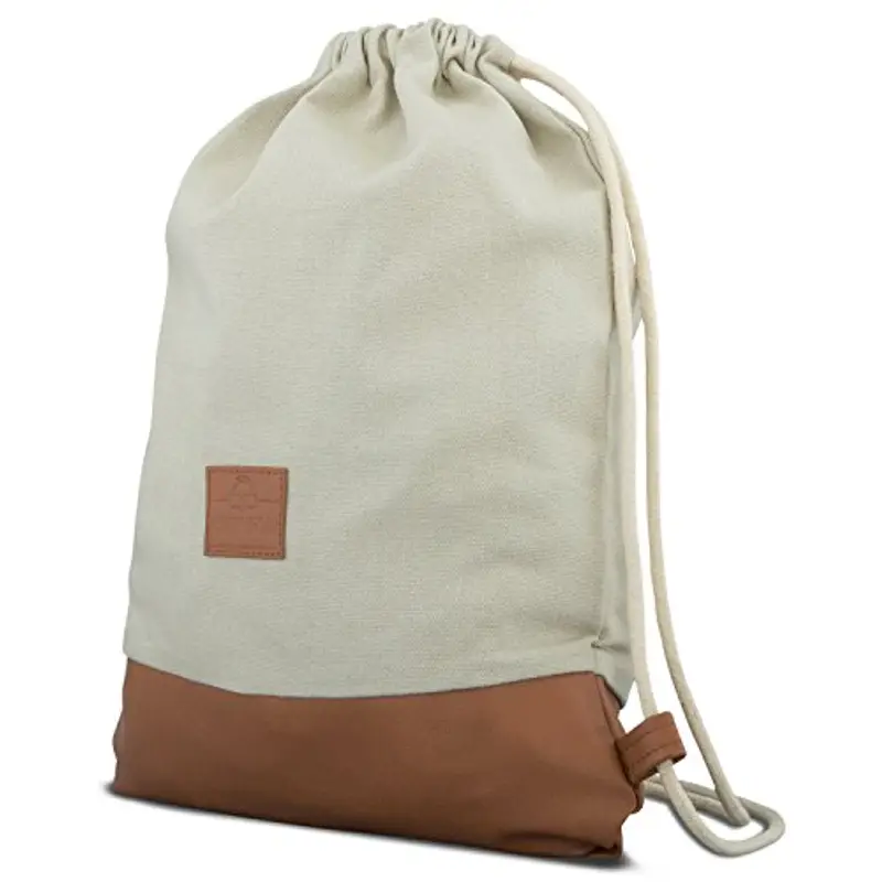 Johnny Urban Zaino con Cordone Donna Uomo Beige Marrone - Luke - Borsa in Cotone - Per il tempo libero, festival, palestra - Sacco Sportive - Idrorepellente miniatura 2