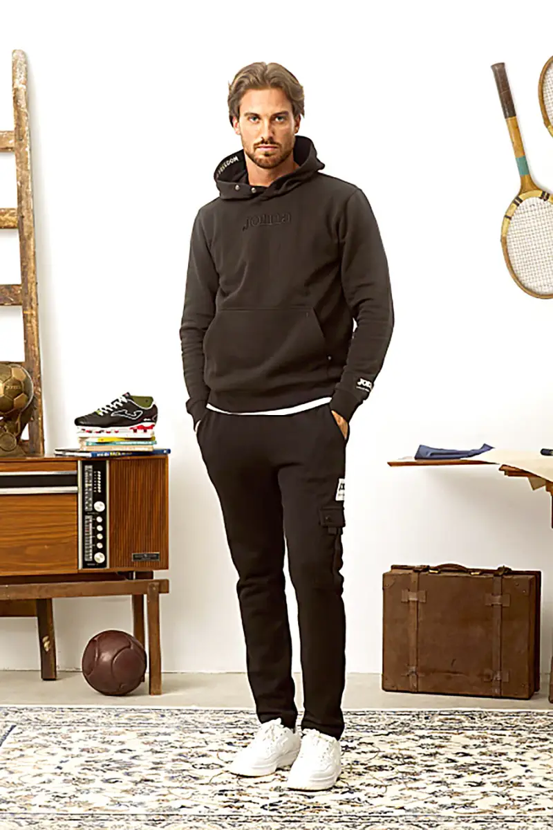 Pantaloni neri cargo in cotone con logo Joma Urban Streetlong Pants [NERO] miniatura 2