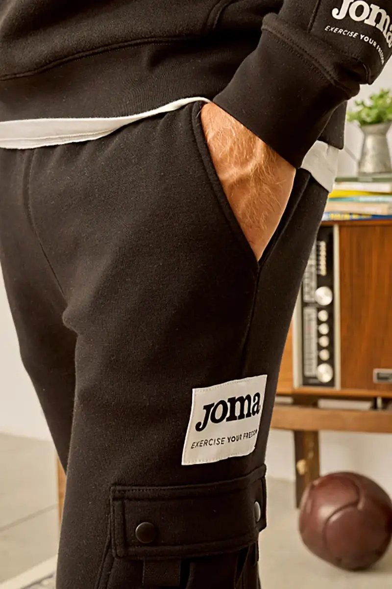 Pantaloni neri cargo in cotone con logo Joma Urban Streetlong Pants [NERO] miniatura 3